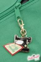 Keyring & Keychain Enamel Charm, FEATHERWEIGHT QUILT