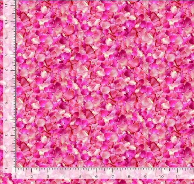 Timeless Treasures Packed Petals - Fuchsia