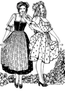 123 German, Swiss, Austrian Dirndl Dress Blouse & Apron