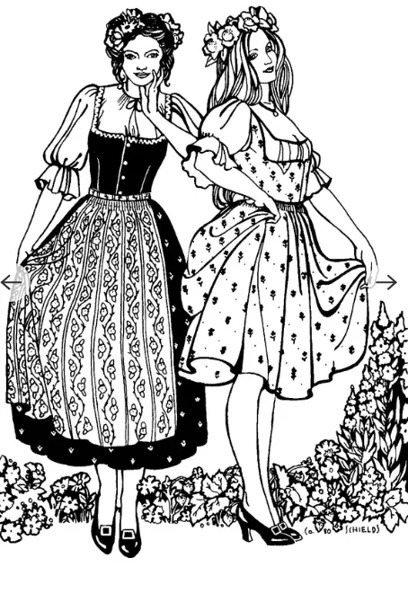 123 German, Swiss, Austrian Dirndl Dress Blouse & Apron