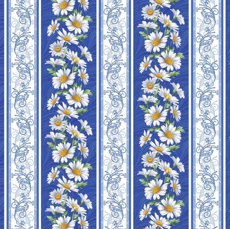 All About Daisies Str.Blue/Wht