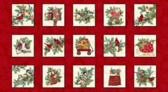 Studio E Blooms of the Holiday Red Multi 8388-88 (Bird Blocks)