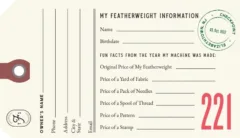 221 Luggage & I.D. Tag for Singer Featherweight