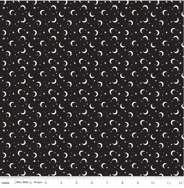 Riley Blake Frank and Friends Moon & Stars Black Glow in the Dark