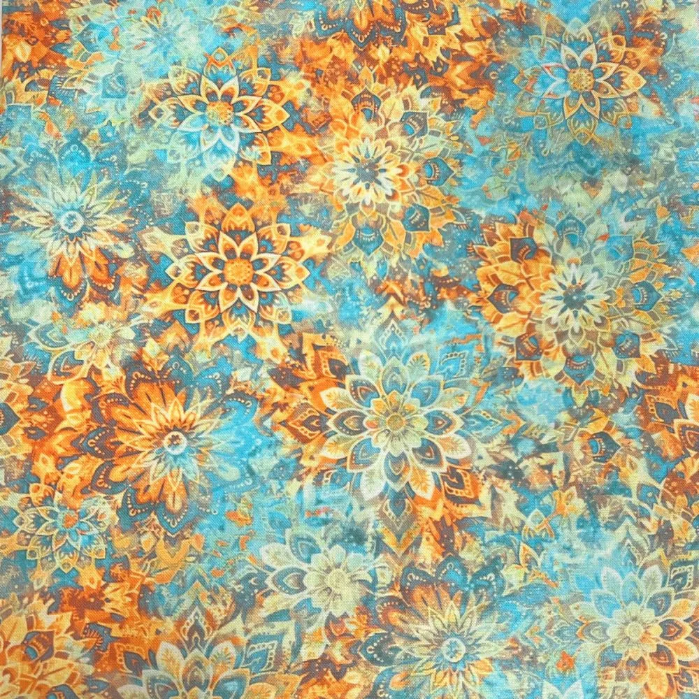 Dancing Dahlias 24 Orange/Teal