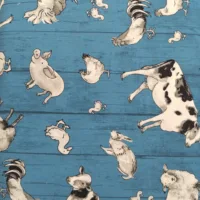 Farm Animals Allover Blue
