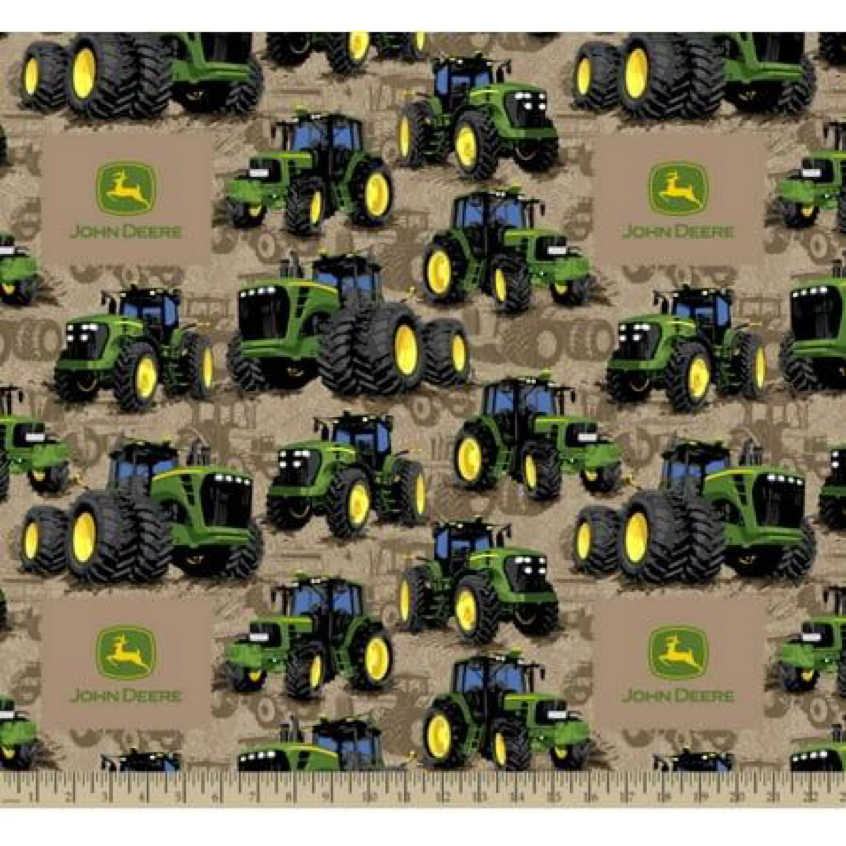 John Deere Tractor Flip Brown Cotton Fabric