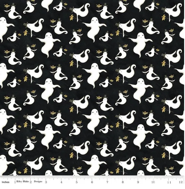Riley Blake Spooky Ghosts Black