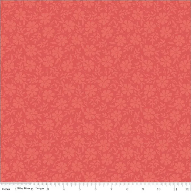 Riley Blake Orchard House Tonal Flowers Coral