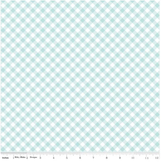 Riley Blake Whimsical Woodland Diagonal Gingham Aqua
