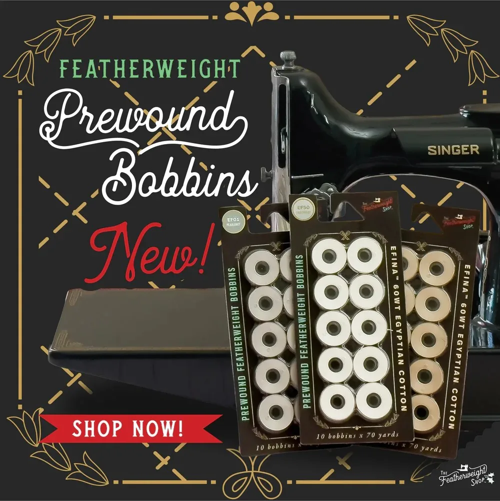 Bobbins, EXCLUSIVE! PRE-WOUND Singer Featherweight 221 222 301 - Package of 10 PEARL GREY