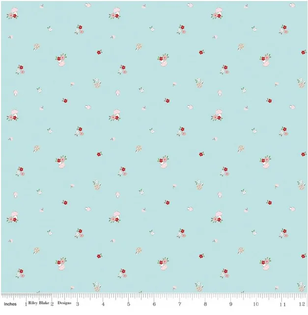 Riley Blake Whimsical Woodland Mushrooms Aqua