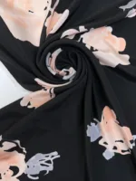 Printed Black Pink Silk Crepe