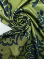 Printed Green Floral Silk Sateen