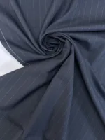 Striped Gray-Blue Wool Polyester Woven