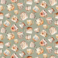 Coffee Time Coffee Mugs Sage - Riley Blake