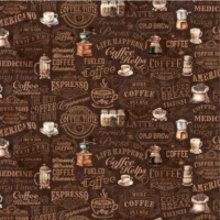 Coffee Time Text Brown - Riley Blake