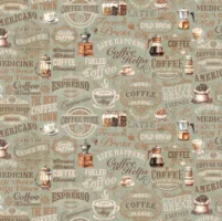 Coffee Time Text Sage - Riley Blake