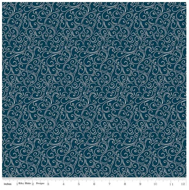 Riley Blake Winter Magic Swirls Navy