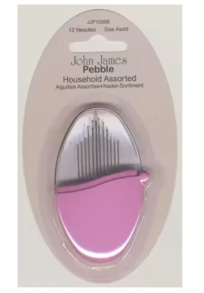 John James Pebbles Household Needles Assorted Sizes 12ct Vivacious Pink