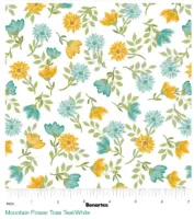 Mountain Flower Toss - Teal/White