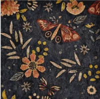 18"X15" Cork Fabric - Dark Butterfly Floral Print
