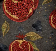 18"X15" Cork Fabric - Pomegranate Fruit Print