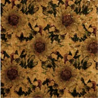 18"X15" Cork Fabric - Black Sunflower Print