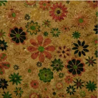 18"X15" Cork Fabric - Natural Scattered Flower Print