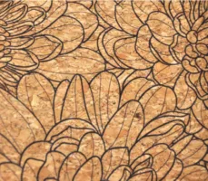 18"X15" Cork Fabric - Natural Floral Line Art Print