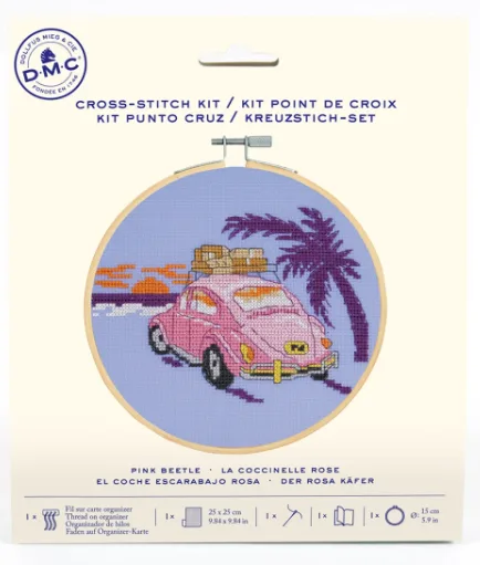 Pink Beetle Cross Stitch Kit
