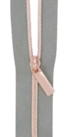 Zippers by the Yard - Grey/Rose Gold - Sallie Tomato