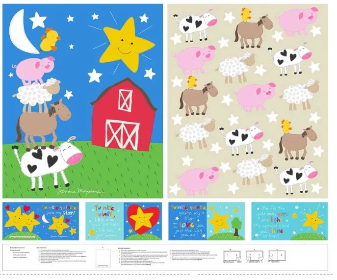 Studio E Huggable & Loveable 15 8840BP-01 Multi Twinkle Twinkle Small Quilt Book Panel