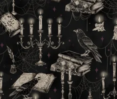 Darkly Enchanted Candelabras with Books and Crows