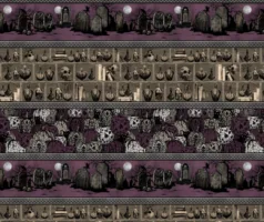 Darkly Enchanted Stripe with Pumpkins, Cemetery, and Potion Shelf