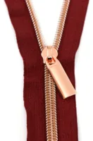 Zippers by the Yard - Burgundy/Rose Gold - Sallie Tomato