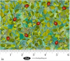 Ladybugs on Leaves - Teal - Enchanted Canopy