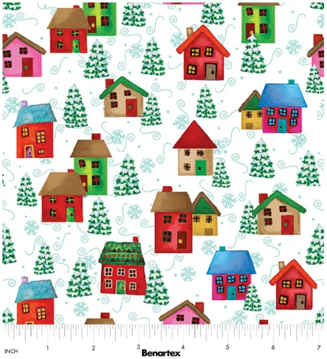 Benartex Snow Village White