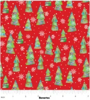 Snow Joy - Festive Trees - Red - Benartex