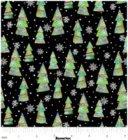 Snow Joy - Festive Trees - Black - Benartex