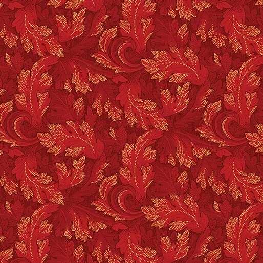 All About Seasons (Winter) - Twirling Leaves - Red - Benartex