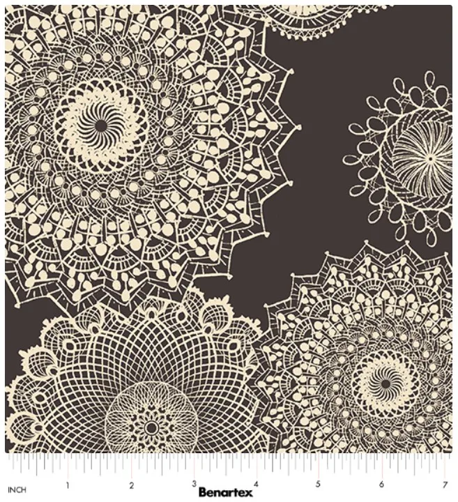 Dancing Doilies - Charcoal - Winter Haven - Benartex