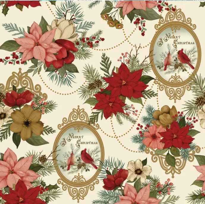 Christmas Greetings - Main - Cream - Riley Blake