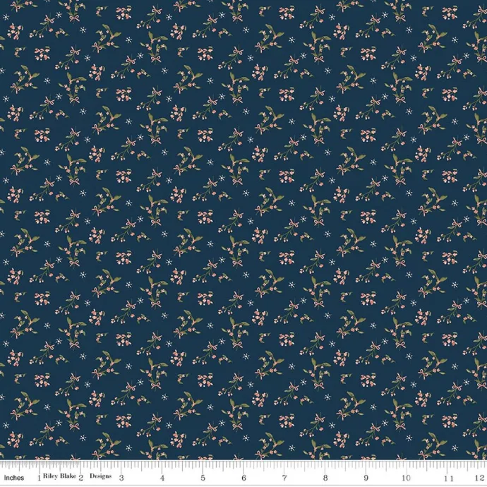 Christmas Greetings - Berries - Navy - Riley Blake