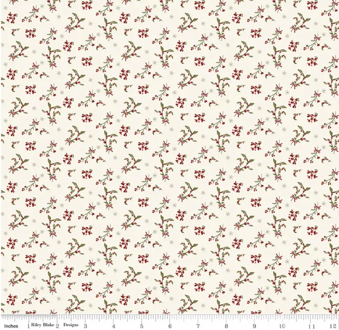 Christmas Greetings - Berries - Cream - Riley Blake