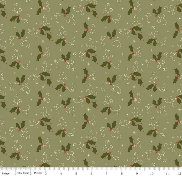 Christmas Greetings - Holly - Spruce - Riley Blake