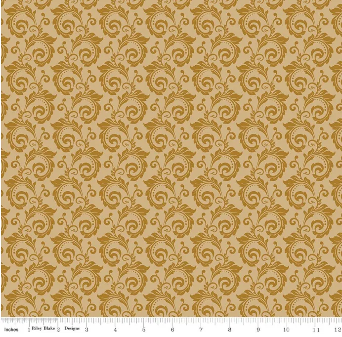 Christmas Greetings - Scroll - Gold - Riley Blake
