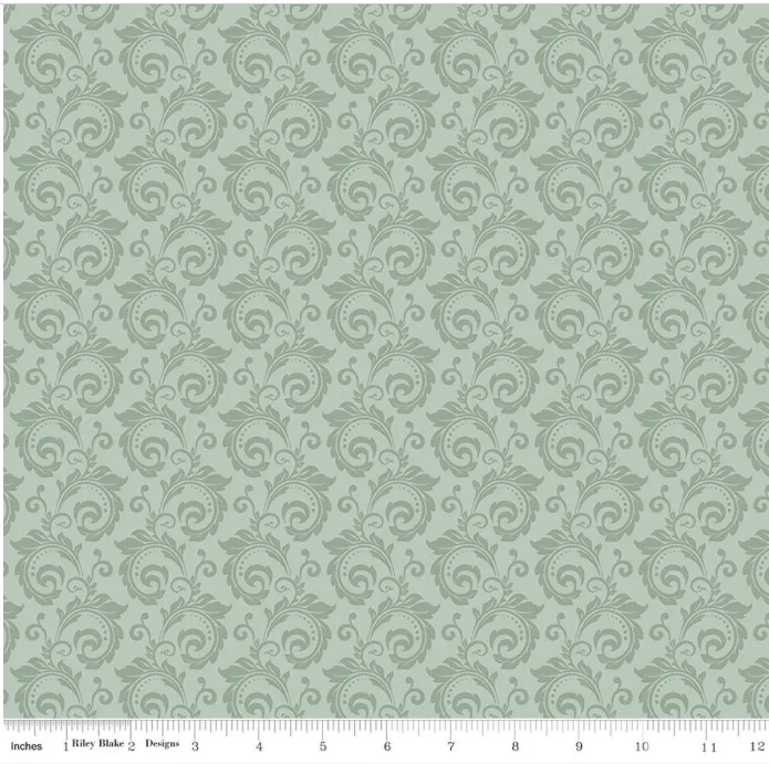 Christmas Greetings - Scroll - Sage - Riley Blake