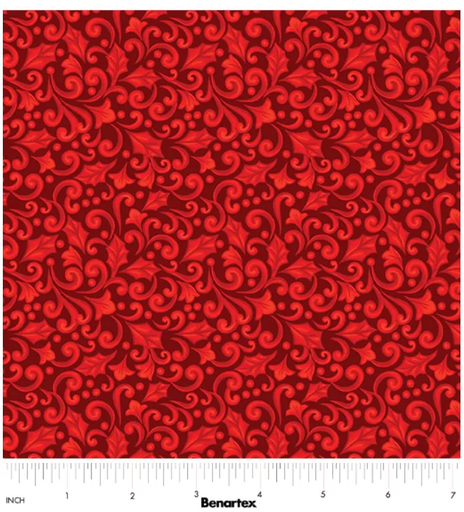 Highland Glen - Winter Scroll - Red - Benartex
