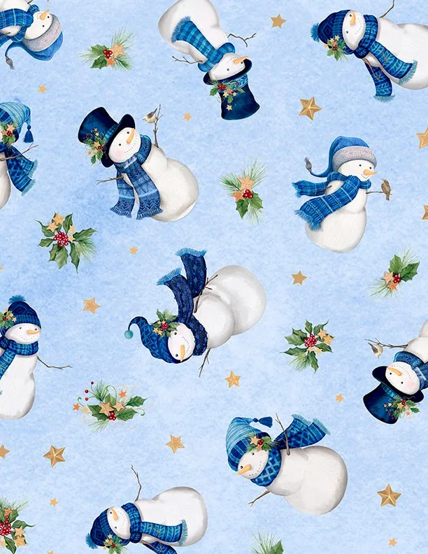 Snowmen Toss - Light Blue - Let it Snowman! - Wilmington Prints